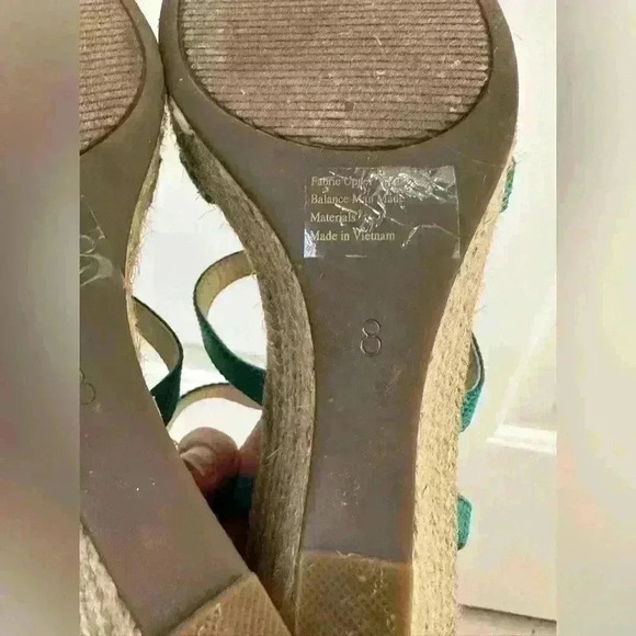 Kelly & Katie Wedge Jeweled Shoes Teal Green Size 8 - Picture 6 of 6
